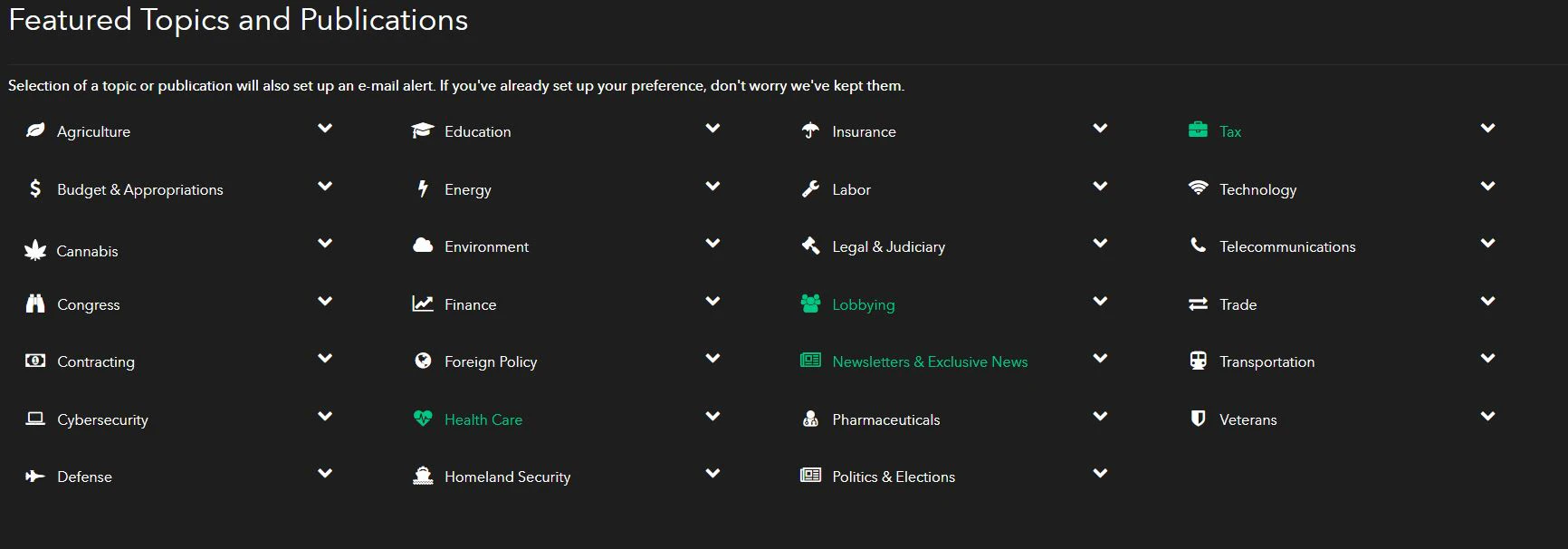 screenshot of Bloomberg Government